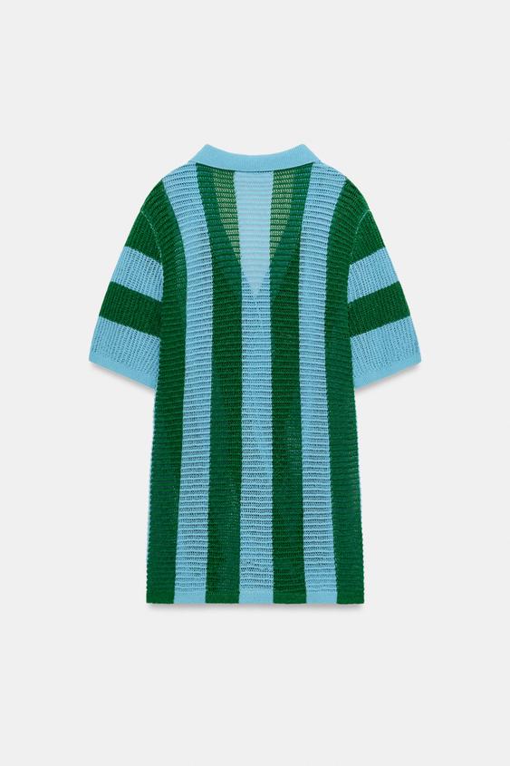 Veste à manches courtes en maille rayée