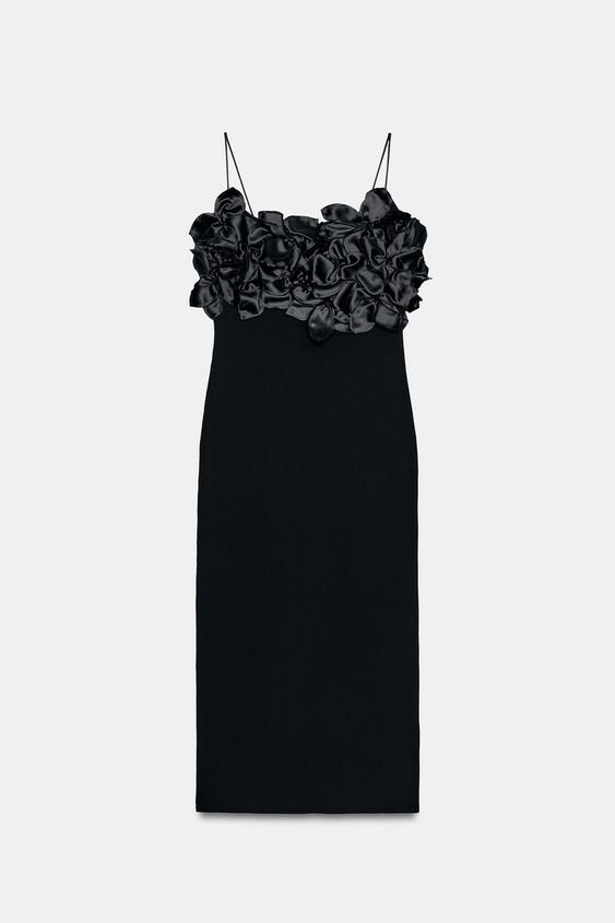 Robe en maille contrastée à fleurs