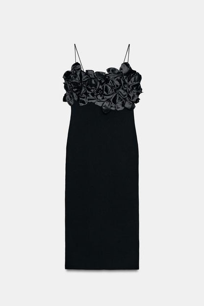Robe en maille contrastée à fleurs