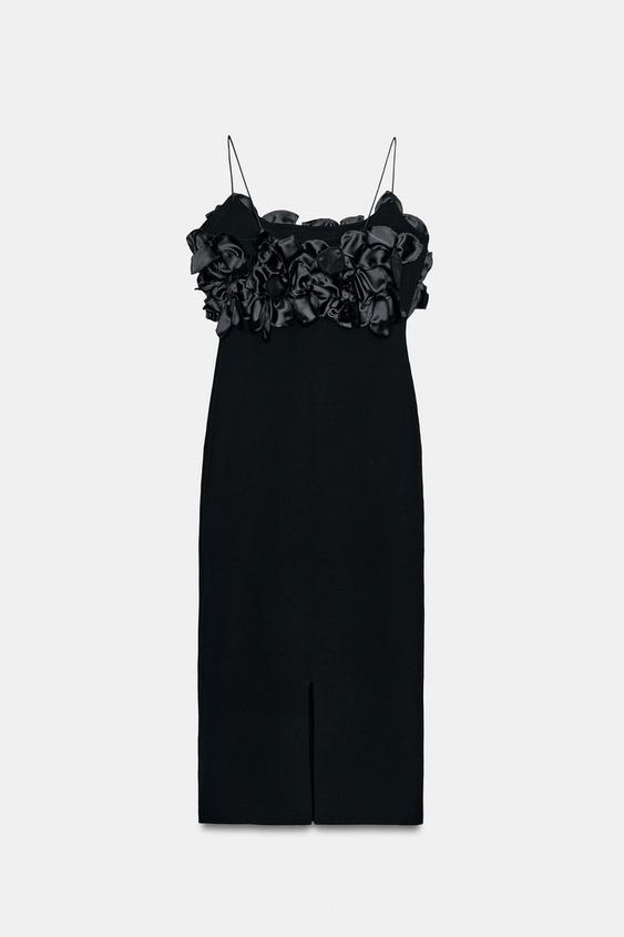 Robe en maille contrastée à fleurs