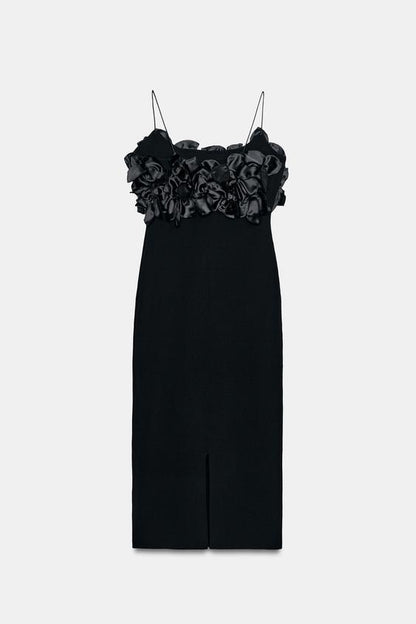 Robe en maille contrastée à fleurs
