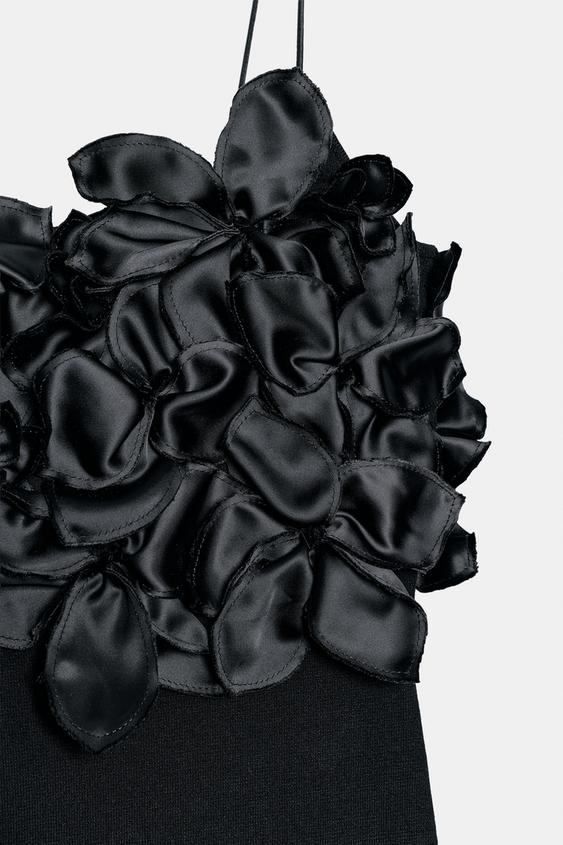 Robe en maille contrastée à fleurs