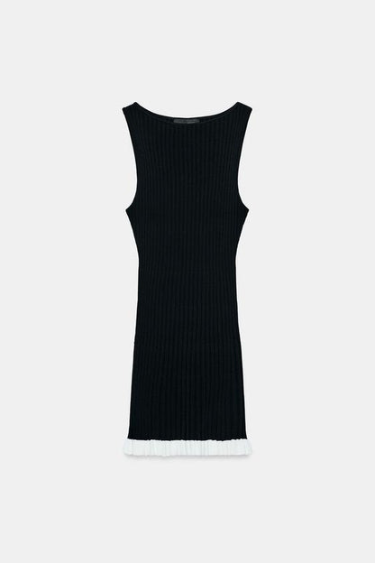 Robe courte en maille côtelée