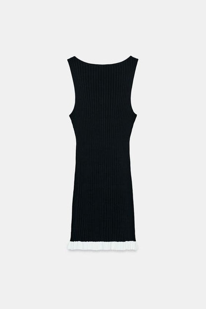 Robe courte en maille côtelée