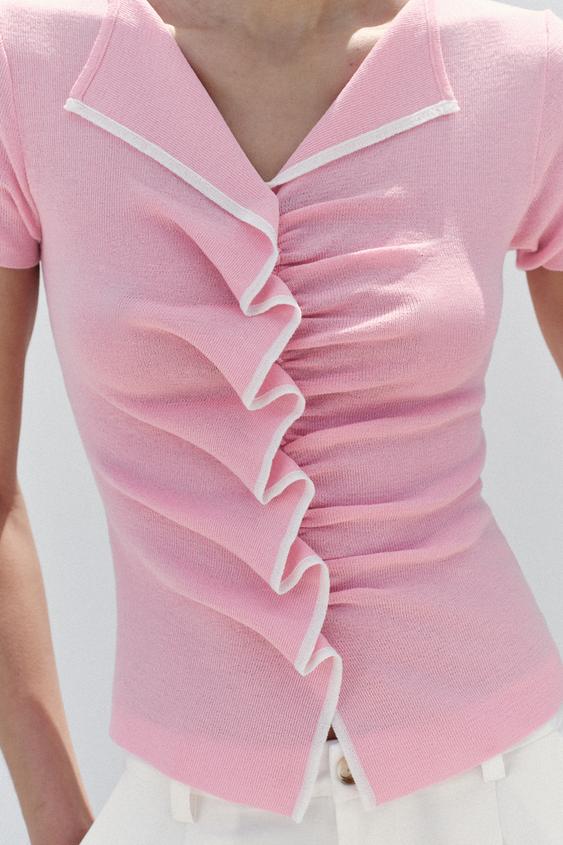 Top en maille à fronces