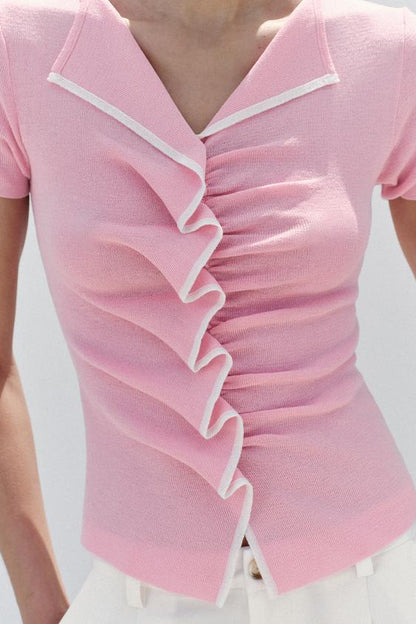 Top en maille à fronces