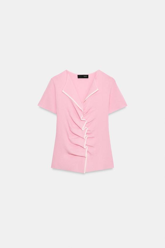 Top en maille à fronces