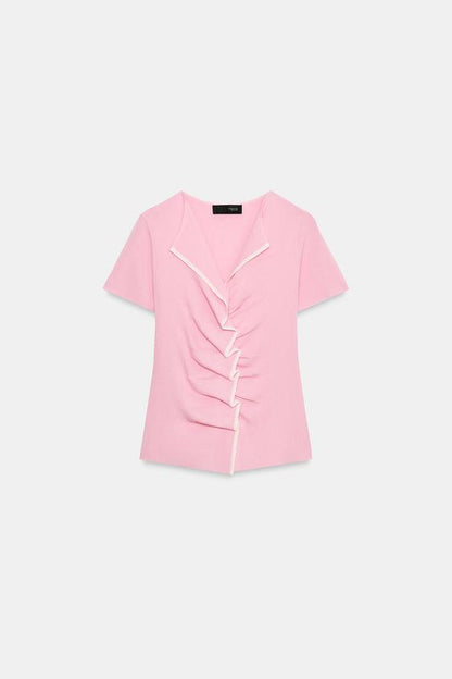 Top en maille à fronces