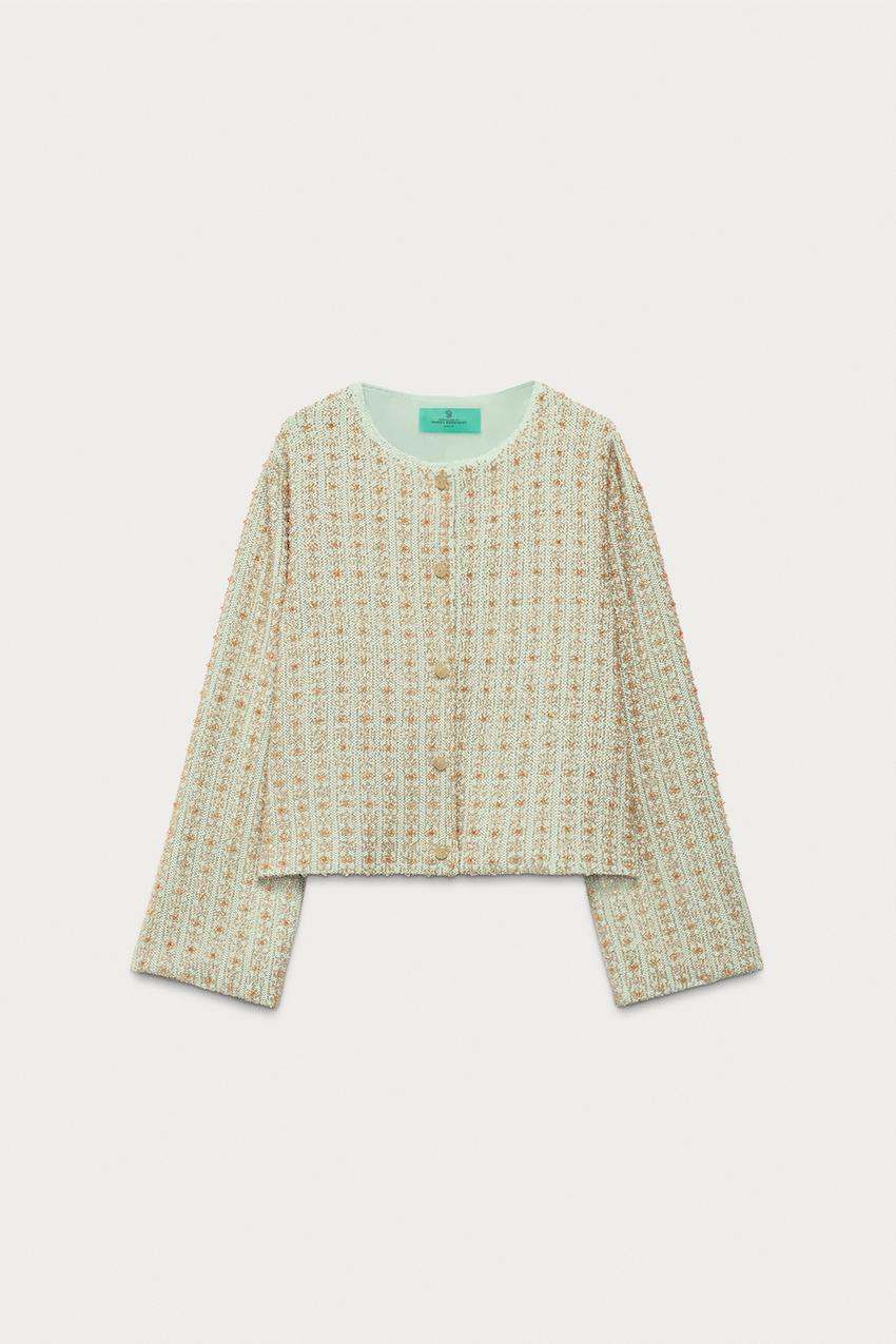 Veste en maille à perles Marisa Berenson x Zara
