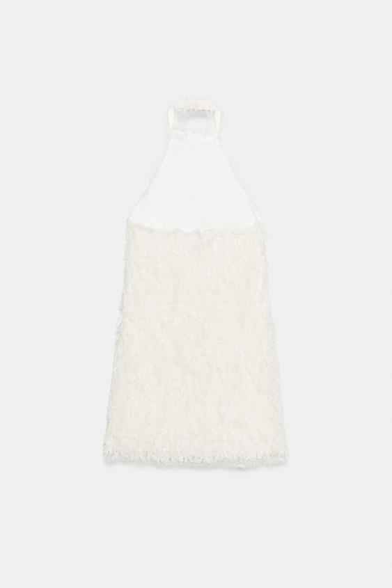 Robe mini en maille à franges
