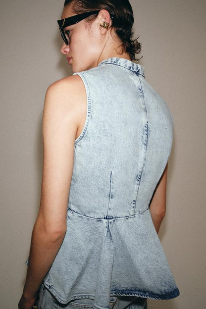 Gilet en denim à brandebourgs ZW Collection