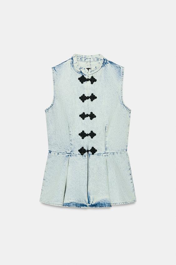 Gilet en denim à brandebourgs ZW Collection