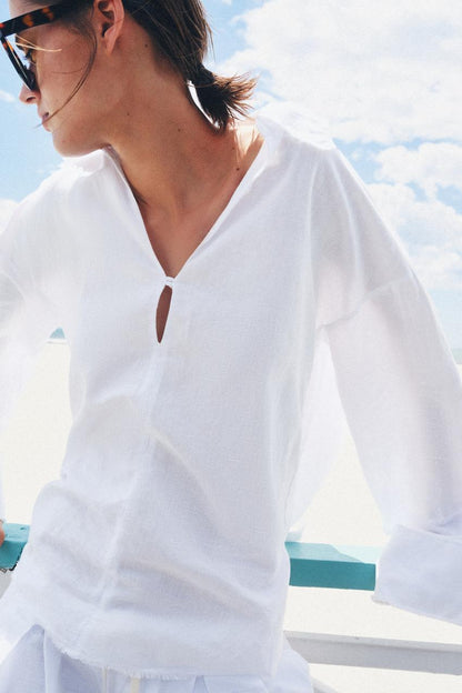 Chemise effilochée en lin ZW Collection
