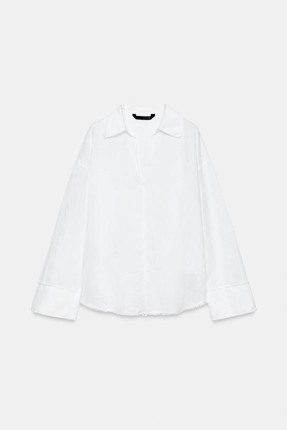 Chemise effilochée en lin ZW Collection