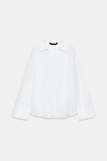 Chemise effilochée en lin ZW Collection