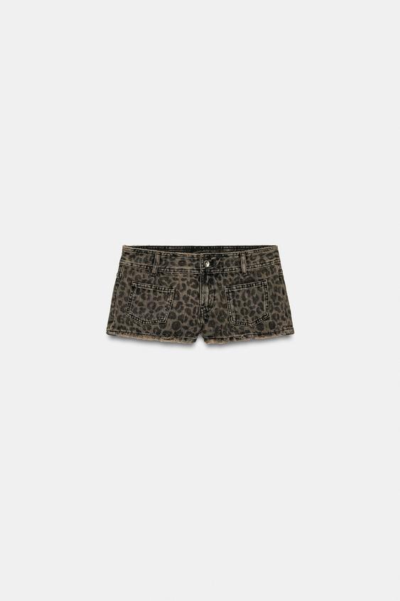 Short mini en denim TRF imprimé animalier
