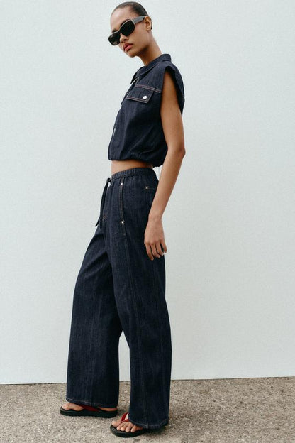 Jean Z1975 jogger à jambe large taille mi-haute
