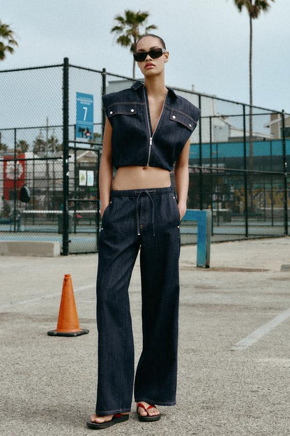 Jean Z1975 jogger à jambe large taille mi-haute