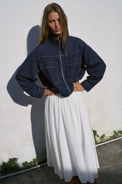 Blouson Z1975 bomber en denim à col montant