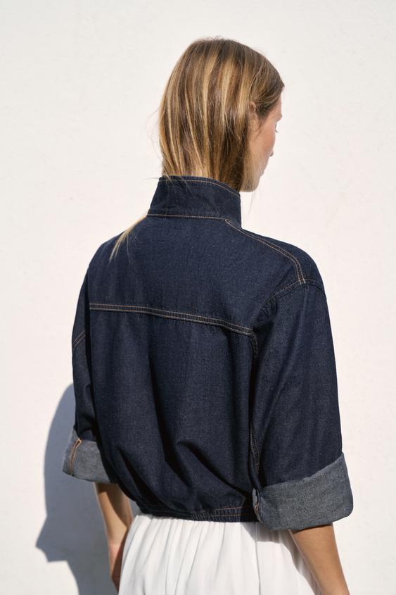 Blouson Z1975 bomber en denim à col montant