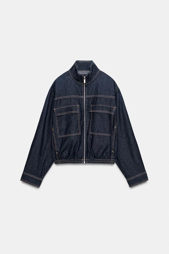 Blouson Z1975 bomber en denim à col montant
