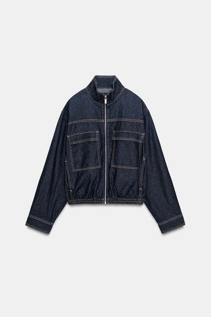 Blouson Z1975 bomber en denim à col montant