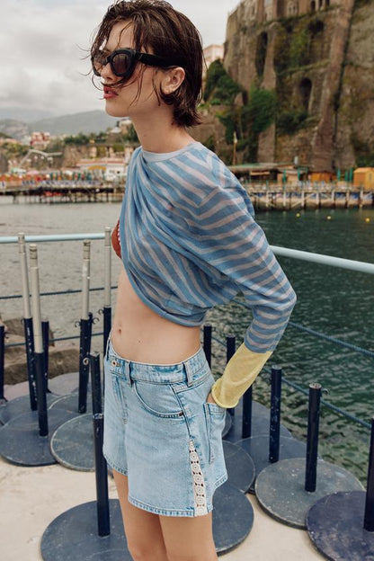 Short Z1975 contrasté au crochet