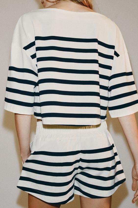 Short à rayures