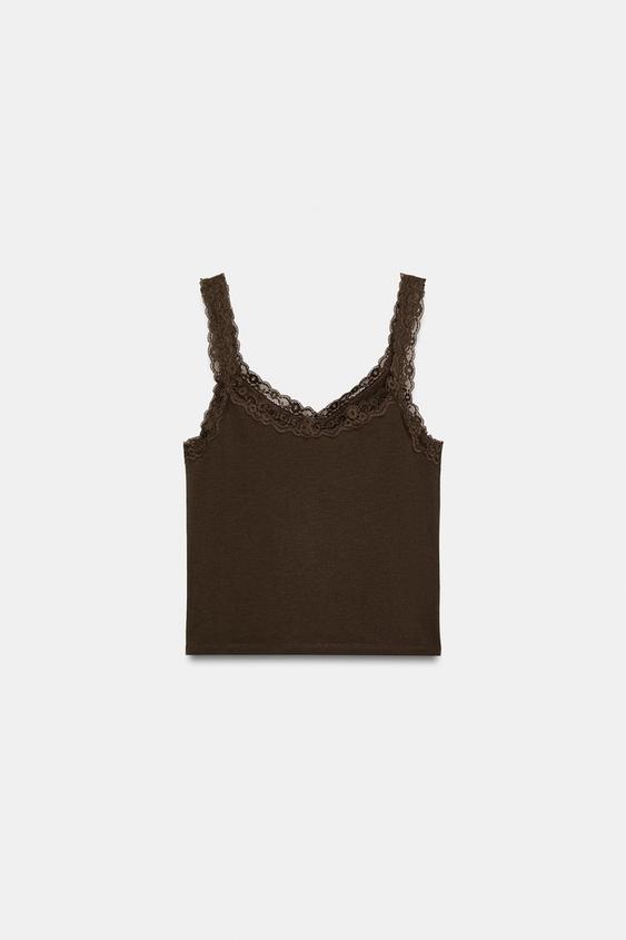 Top à bretelles en dentelle