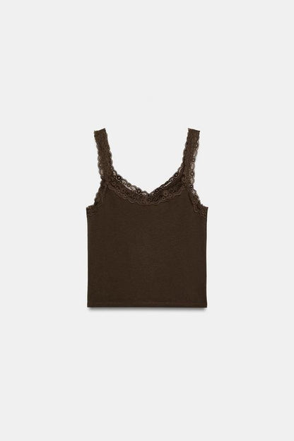 Top à bretelles en dentelle