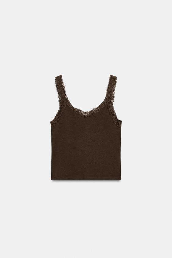 Top à bretelles en dentelle