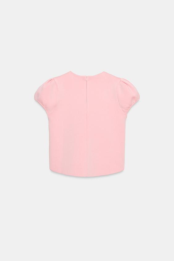 Top en maille à manches courtes bouffantes