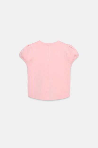Top en maille à manches courtes bouffantes