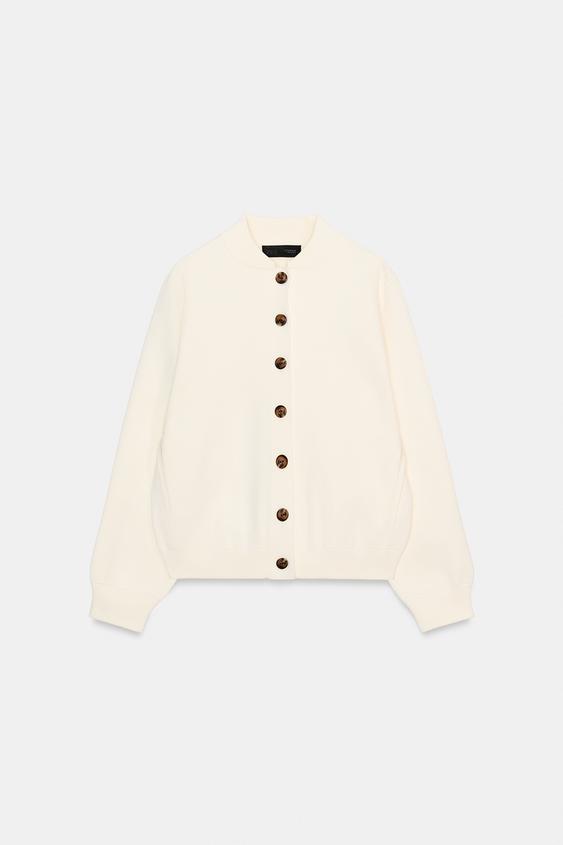 Veste en maille à bouton contrasté