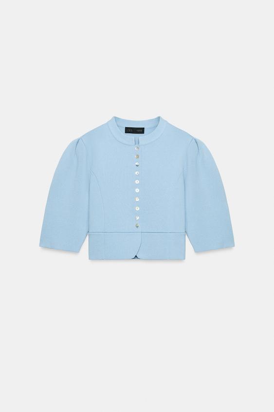 Veste en maille à manches bouffantes