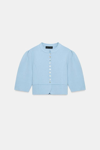 Veste en maille à manches bouffantes