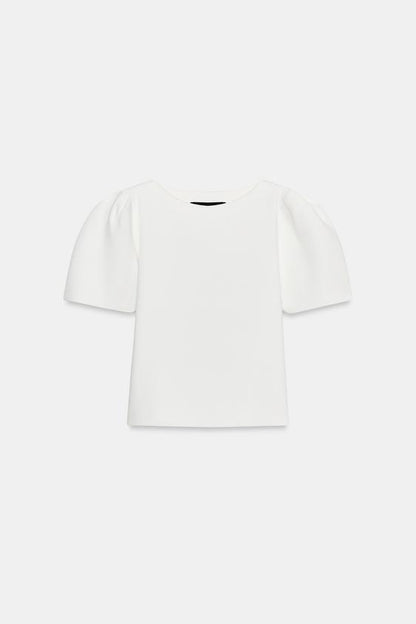Top en maille à manches bouffantes