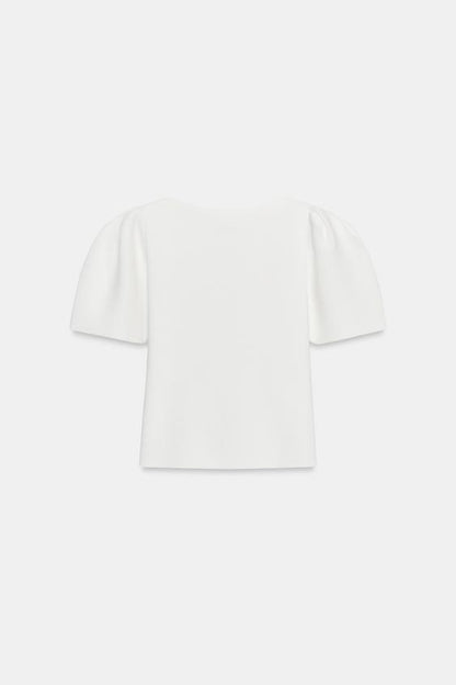 Top en maille à manches bouffantes