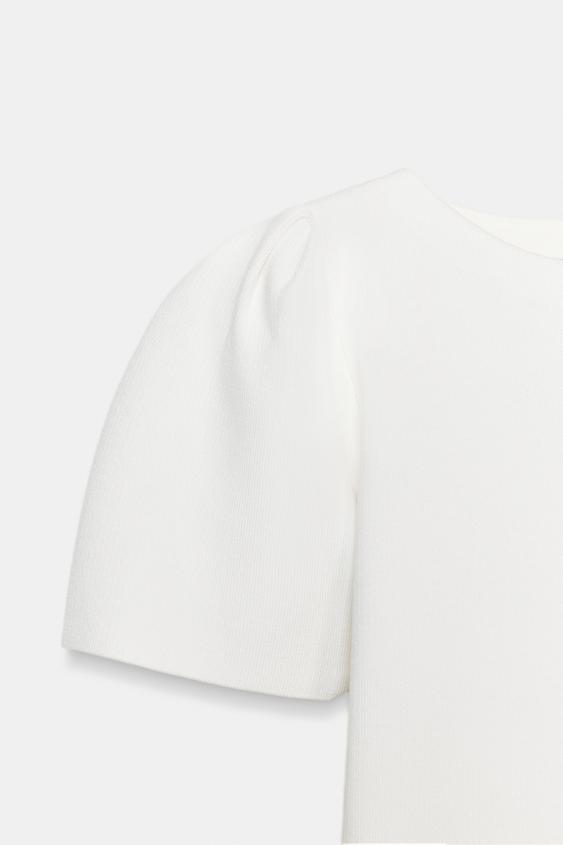 Top en maille à manches bouffantes