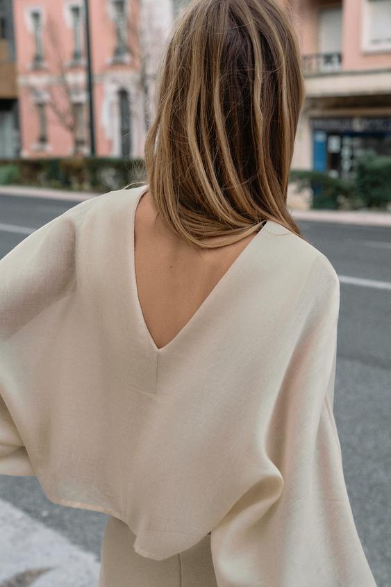 Blouse contrastée en maille