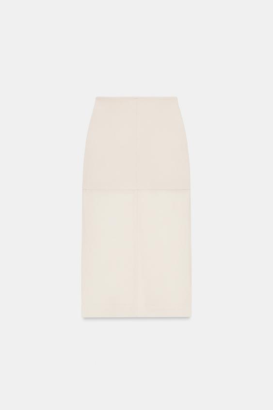 Jupe droite en maille contrastée