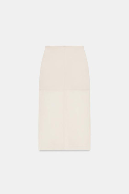Jupe droite en maille contrastée