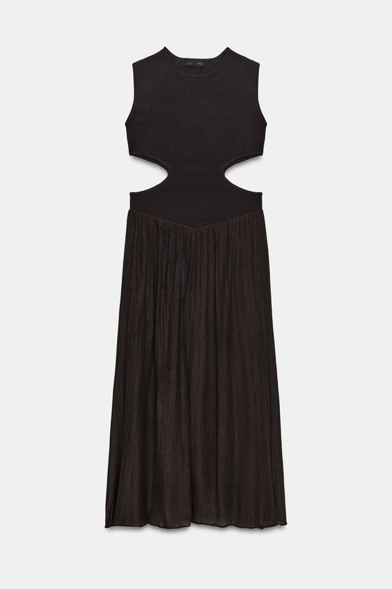 Robe contrastée en maille à découpes