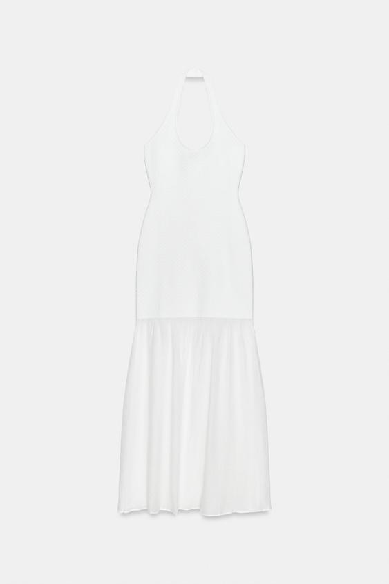 Robe dos-nu en maille contrastée