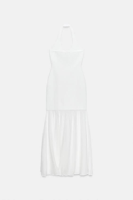 Robe dos-nu en maille contrastée