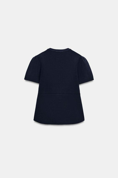 Veste en maille à manches bouffantes à fentes