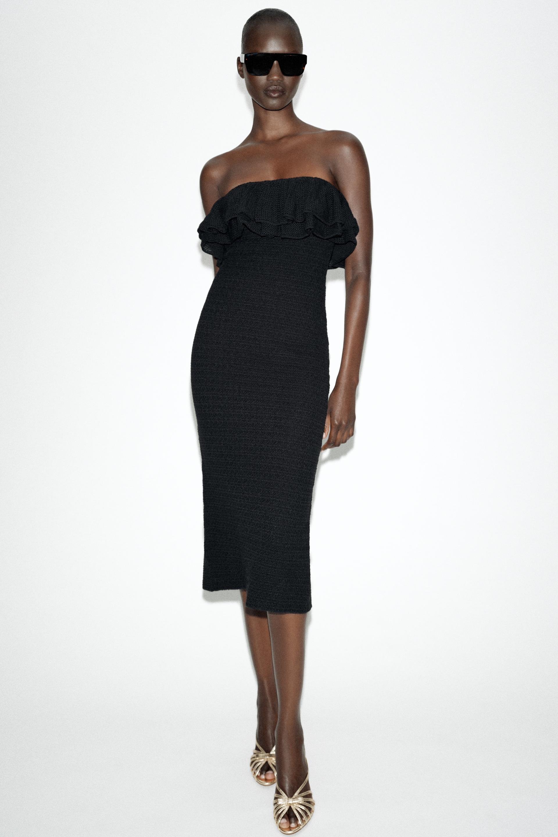 Robe midi en maille à volants