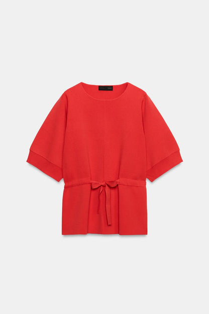 Pull en maille à lien noué et manches courtes