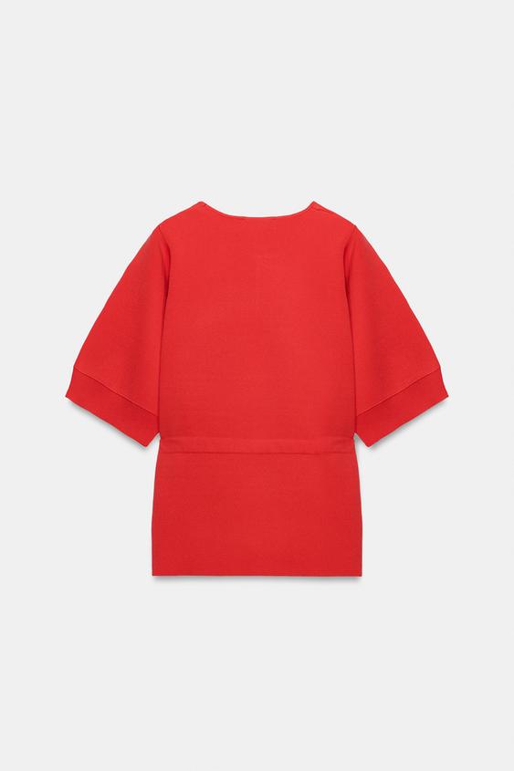 Pull en maille à lien noué et manches courtes