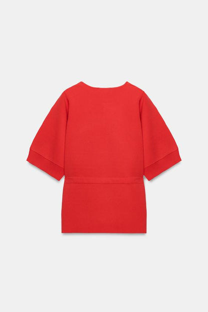 Pull en maille à lien noué et manches courtes